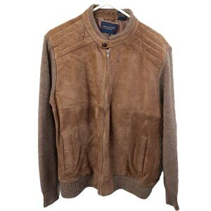 Van Heusen Outerwear Mens Jacket Sz XL Chest 44 in Leather Wool Pockets Sm Holes